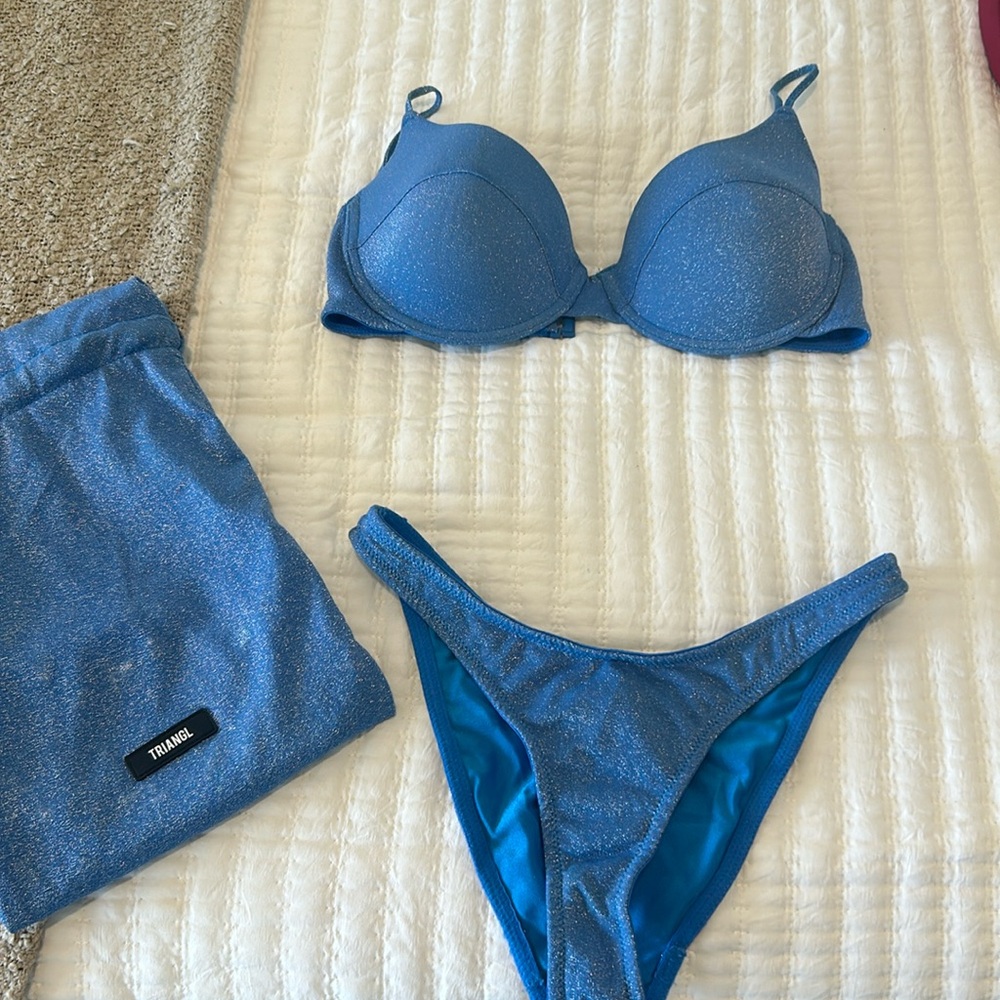 Blue Sparkly Triangl Bikini